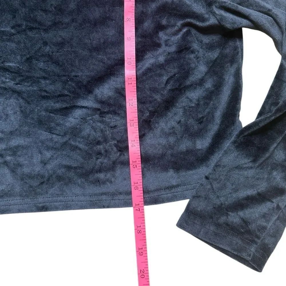 Oak + Fort Black Cropped Velvet Turtleneck Long sleeve Top Medium - Picture 3 of 6
